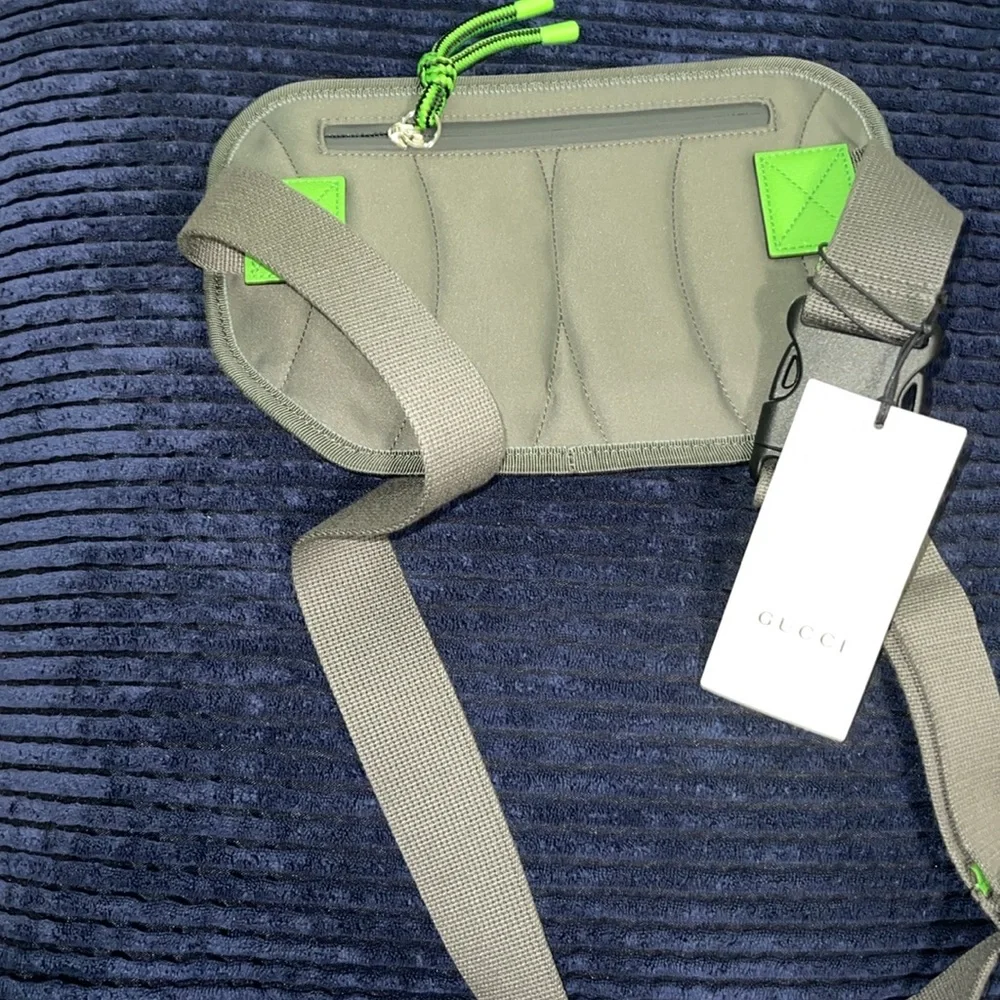 Gucci Red and Gray Belt Bag with Green Accents